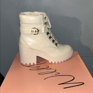 Wild Pair Cream Lace Up Boots